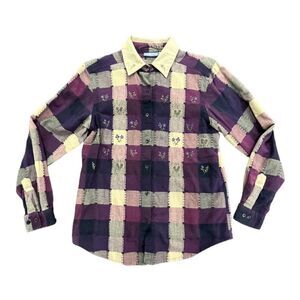 Womens Embroidered Floral print purple Nectar Long Sleeve Shirt Size Medium